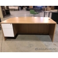 Sugar Maple Bow Front Straight Desk with White 2 Drawer Storage
